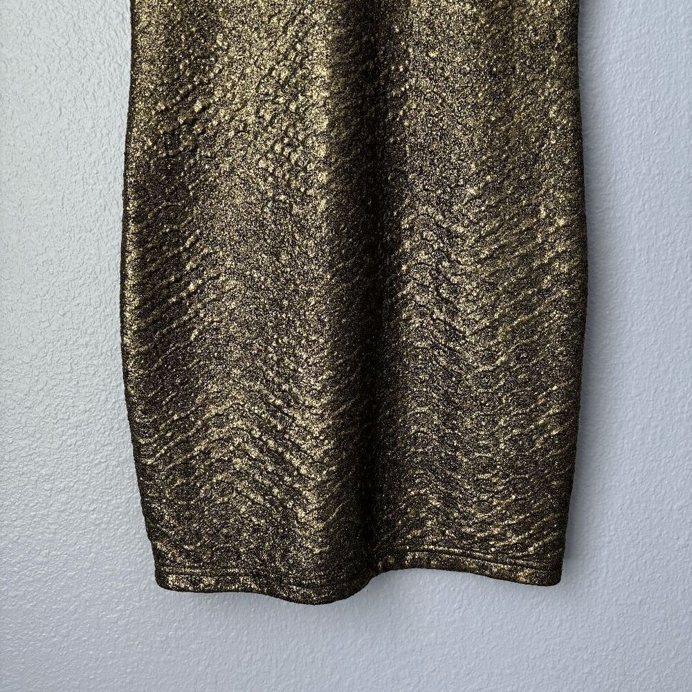 Women's Bodycon Dress Mini Black Metallic Medium Scoop Neck Low Back Sleeveless - Picture 7 of 7